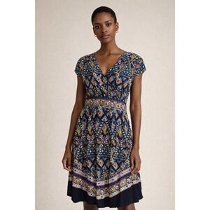 Monsoon‎ Pablo Contrast Print Hanky Hem Midi Dress Size L